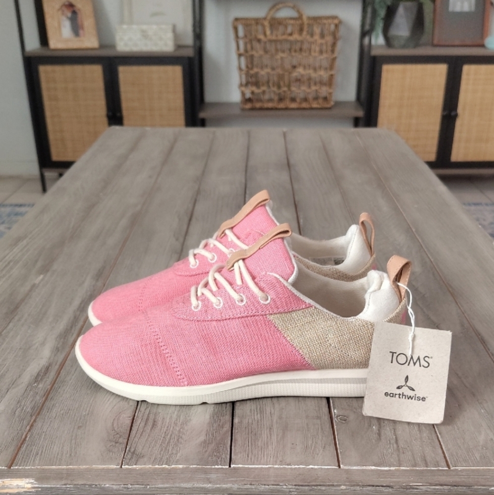 NWT TOMS Earthwise Sneakers In Tea Pink/ Natural Size Woman's 7.5 - Picture 3 of 12